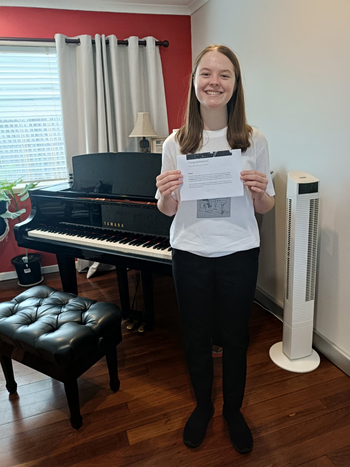 Ava's university offer to study piano